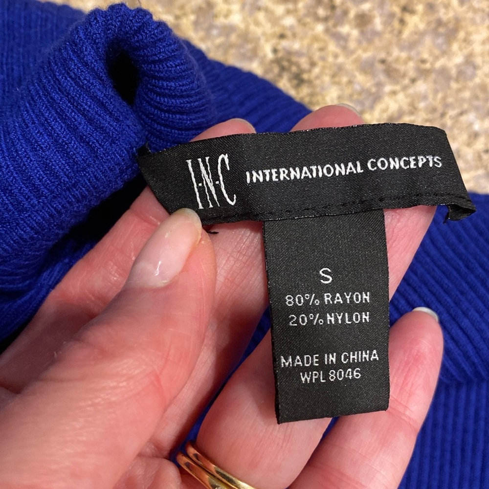 INC International Concepts Blue Short Sleeve Sweater Cuffs With Fun Buttons S - Picture 10 of 17